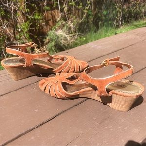 EUC cognac wedge sandals